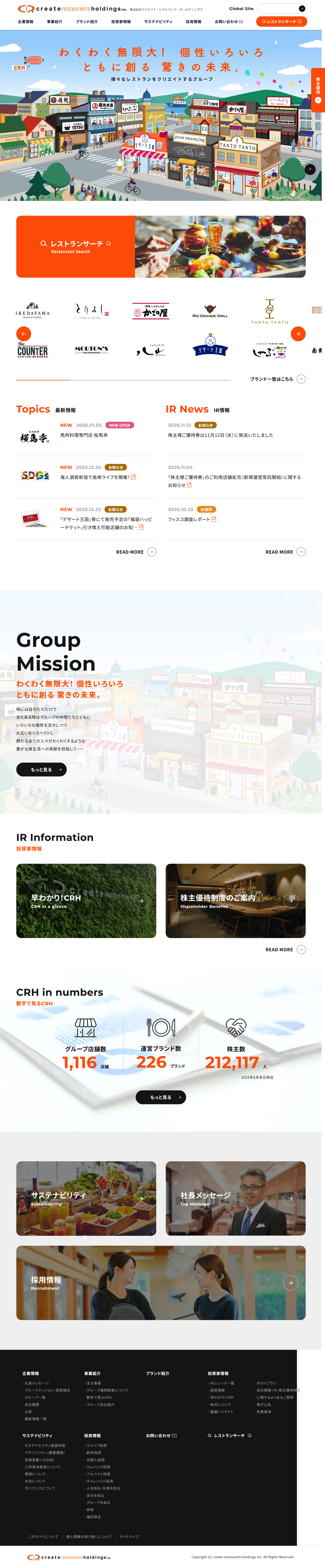 クリエイトレストラン（上場企業）